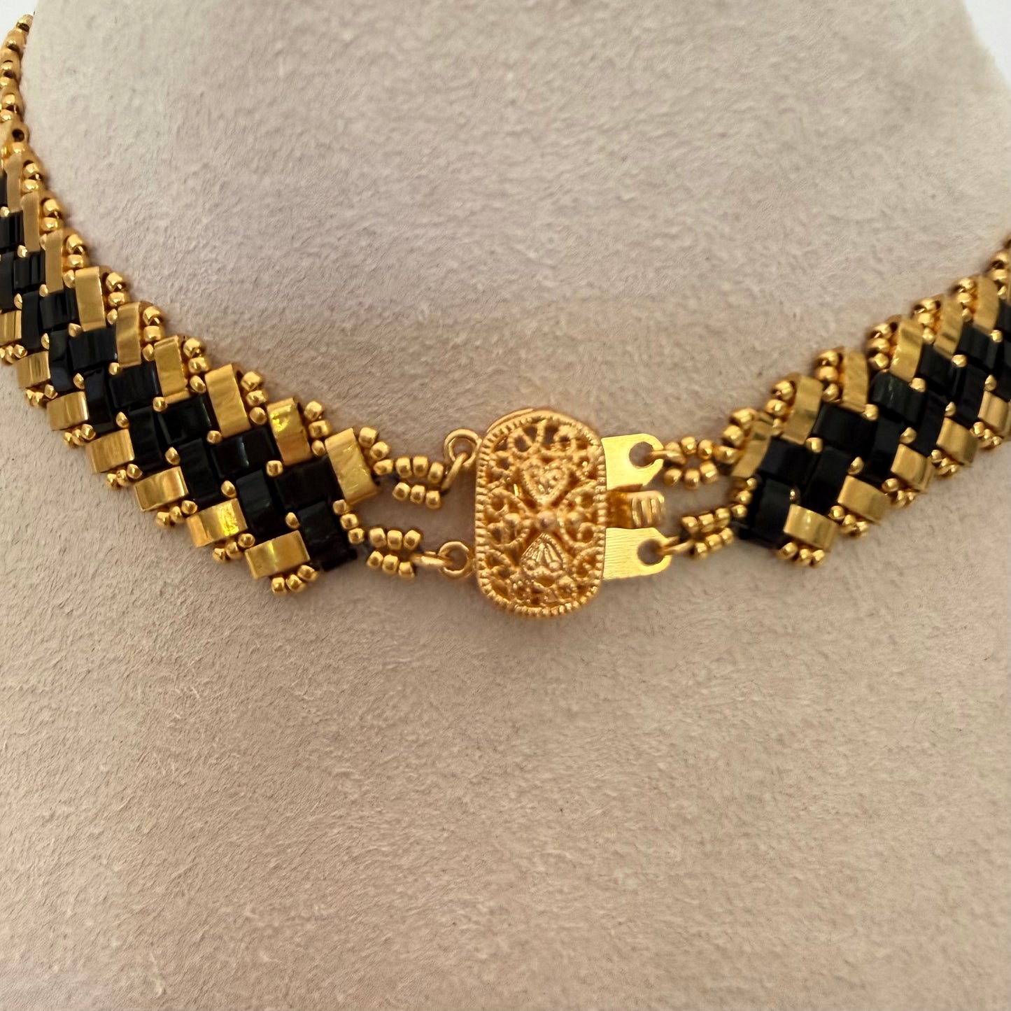 Gilded Herringbone - Black Gold