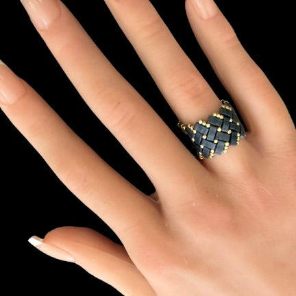 Herringbone Ring –Golden Graphite