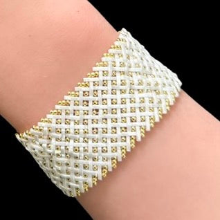Crosshatch Cuff - Alabaster Gold