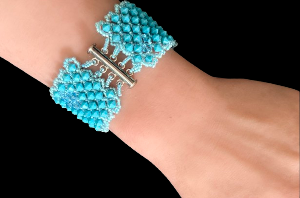 Diamond Mesh Cuff - Turquoise