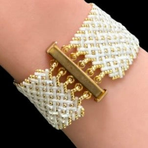 Crosshatch Cuff - Alabaster Gold