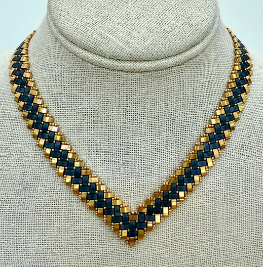 Gilded Herringbone - Golden Graphite