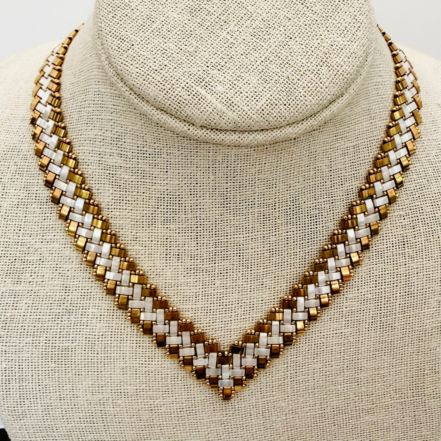 Gilded Herringbone - Alabaster Gold