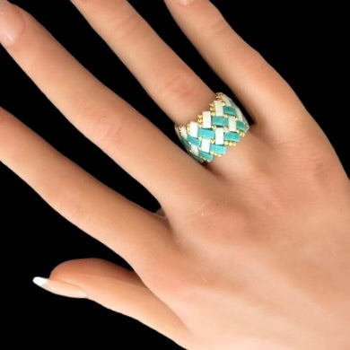 Herringbone Ring – Lagoon